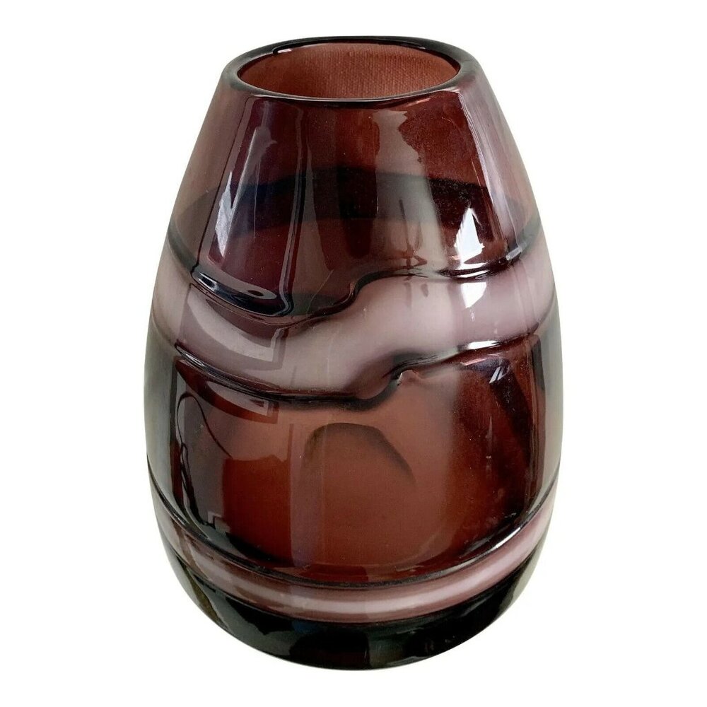 Modern Layered Mouth Blown Amethyst Glass Vase